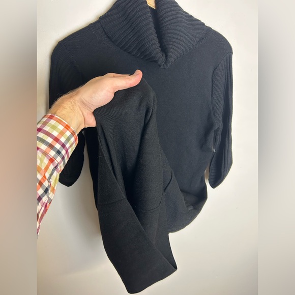 Perse Wool Turtleneck Knit Midi Dress Black Color Size M old Money Stretch - Picture 5 of 13